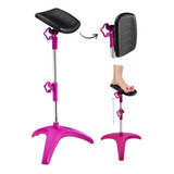 Suporte Tripé Apoio Pernas Veneza Manicure Pedicure Dompel Cor Rosa Com Almofada Preta