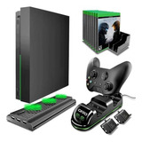 Suporte Xbox One X Base Carregador Controle 4x1 Cooler Fan