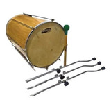Surdo 60x16 Madeira Pele Couro E Nylon + Baqueta +tripé 