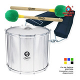 Surdo Axé 18 Pol Timbra + Talabarte Luxo + Baquetas Madeira