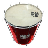 Surdo Madeira Samba Music 60x18 Pele Animal Vermelho