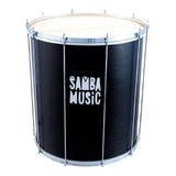 Surdo Madeira Samba Music 60x20 Preto Wood Pele Animal