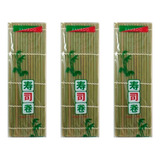 Sushi Mat Esteira P/ Sushi 24cm Quadrado Bambu 3 Unidades