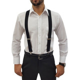 Suspensório Adulto Preto - Feminino Masculino Ajustável