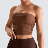 Sutiãs Femininos Sexy Com Nervuras Crop Top Tube Yoga Fitnes