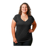 T-shirt Camiseta Feminina Dry Plus Size Decote Em V Até O G5
