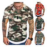 T-shirt De Manga Curta Com Camuflagem Masculina