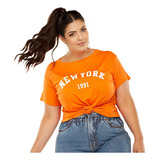 T-shirt Feminina Camiseta Plus Size New York Estampada