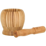 Table Pilão 9x8x8cm Bambu Natural Com Mortar
