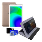 Tablet M7 3g 32gb Celular 2 Chips + Cartão 32gb+ Capa Suport Cor Dourado