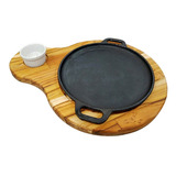 Tabua Com Chapa E Molheira Ramekin Kit 3 Peças Gourmet 