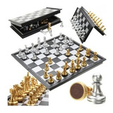 Tabuleiro De Xadrez Gold & Silver Magnético 32 Peças Com Imã