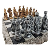 Tabuleiro Jogo Xadrez Temático Medieval 29x29 Em Resina