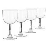 Taça Acrílica Gin 500ml Resistente C/4 Unids + Brinde Canudo