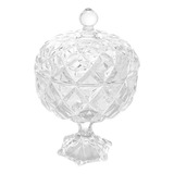 Taça Centro De Mesa Baleiro C/ Tampa De Vidro 28cm