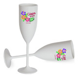 Taça Champagne 170ml Acrílico Branca Personalizada 20pçs