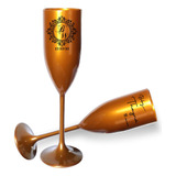 Taça Champagne 170ml Acrílico Dourada Personalizada 20pçs