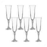 Taça De Cristal Bohemia Para Champanhe 175 Ml Branta 6 Peças