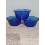 Taça Para Sobremesa Antiga Azul Vidro Colorex