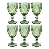 Taças De Vidro 325ml 6 Peças Diamond Verde - Lyor Cor Verde-