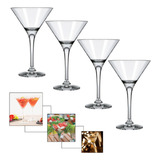 Taças Martini Drink Coquetel Vidro 250ml Jogo Com 4 Peças 