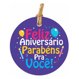 Tag Feliz Aniversário Parabéns Pra Você Azul Com 50un
