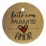 Tag Redonda Etiqueta Kraft 30uni Feito Com Muuuito Amor