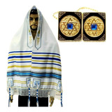 Talit Messiânico Nacional + Tzitzit + Prendedor Estrela Davi