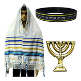 Talit Messiânico Nacional Tzitzit Pulseira Judaica + Bottom