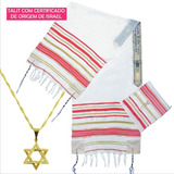 Talit Messiânico Rosa + Colar + Bolsa + Frete Grátis