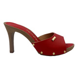 Tamanco Tchocco Couro Legítimo Vermelho Rosso Salto 52002