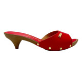 Tamanco Tchocco Couro Legítimo Vermelho Salto Baixo 47502