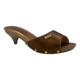 Tamanco Tchocco Salto Baixo Couro Metalizado Bronze 47502