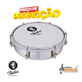 Tamborim Timbra Aluminínio Frisado 6 Afinações Pele Leitosa.