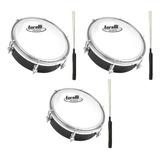 Tamborim Torelli Pele Nylon Com Baqueta 5 Pontas 3 Unidades