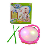 Tamborzinho Músical Infantil Flash Drum Com Baqueta Som Luz