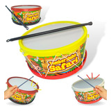 Tamborzinho Tambor Infantil Brinquedo Musical Com Baqueta