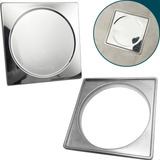 Tampa Cega Aço Inox E Porta Grelha 15x15 Para Caixa Sifonada