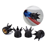 Tampa Valvula Bico Pneu Coroa Pretas Kit C/ 4 Peças