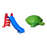 Tanque De Areia Jabuti + Escorregador Infantil Médio 