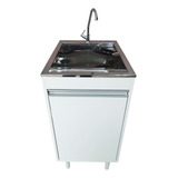 Tanque De Inox 30l Com Torneira De Bancada Gabinete Mdf 44cm