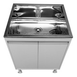 Tanque De Inox 46l E Gabinete Mdf 60cm Entregue Montado