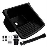 Tanque De Plastico Astra 22l Para Lavar Roupas Preto + Sifão