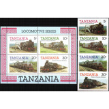 Tanzânia - Trens - 1985 - S/completa + Bloco