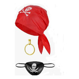 Tapa Olho Pirata C/ Bandana E Brinco Festa Fantasia Carnaval
