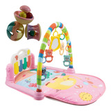 Tapete Atividade Bebê Brinquedo Educativo Rosa + Chocalho