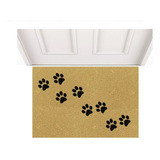 Tapete Capacho 90x60 Patinhas Cão Gato Divertido Apartamento Cor - Desenho Do Tecido Trama Vinílica 13mm Emborrachado Antiderrapante