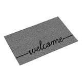 Tapete Capacho Entrada Welcome 60x40 Porta Apartamento Lar Cor Cinza Desenho Do Tecido Trama Vinílica Emborrachado Antiderrapante 13mm Estampado