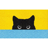 Tapete Capacho Gato Preto Divertido 60x40 Cor - Desenho Do Tecido Trama Vinílica 13mm Emborrachado Antiderrapante
