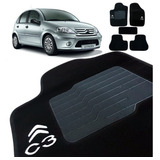 Tapete Carpete C3 2003 2004 2005 2006 2007 2008 2009 2010 2011 2012 5 Peças Preto Bordado Com Logomarca